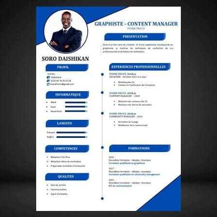Modèle CV moderne avec photo